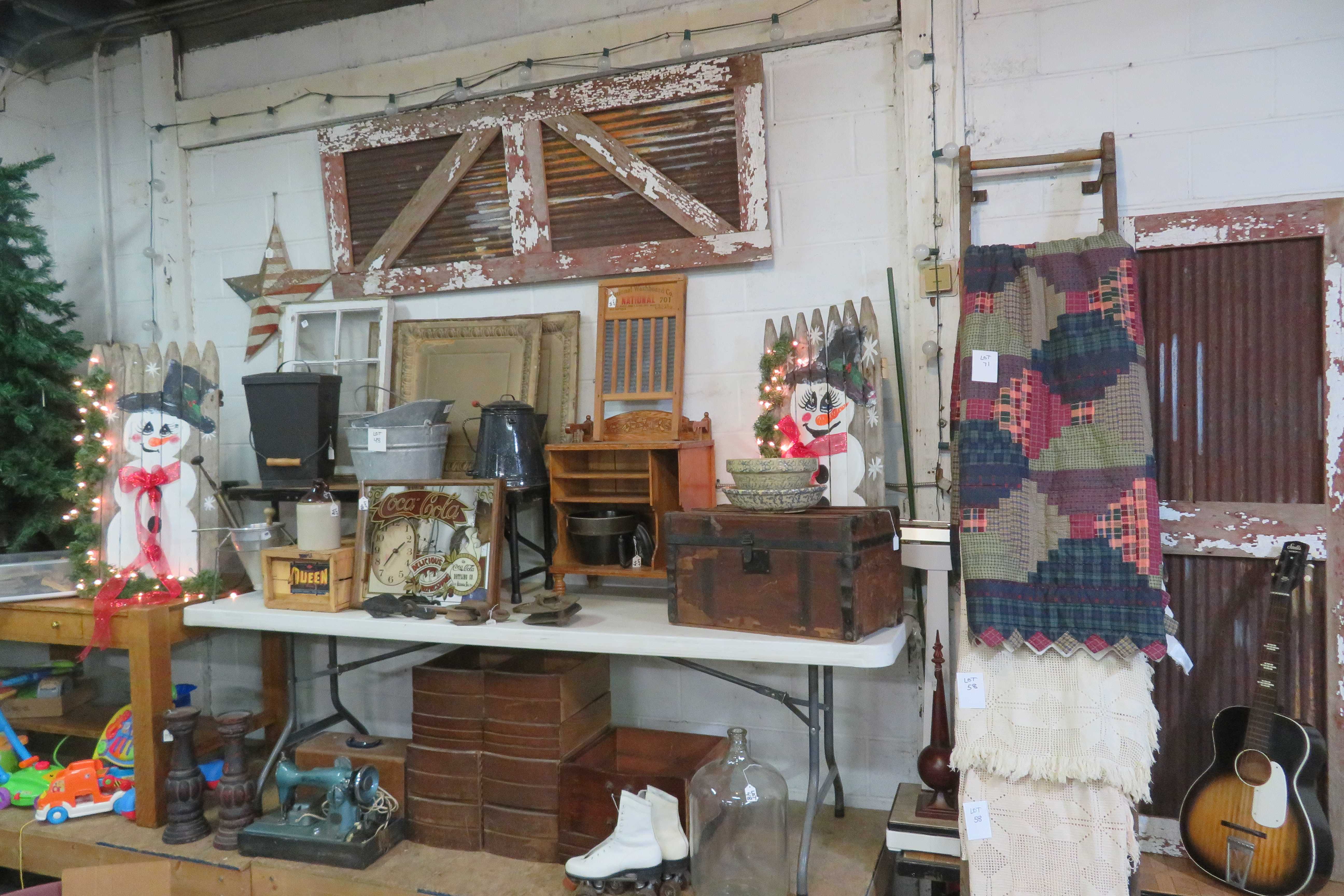 Antiques Primitives Furniture, Grandfather Clock,  Knives, Gibson Lamp Fenton Gl