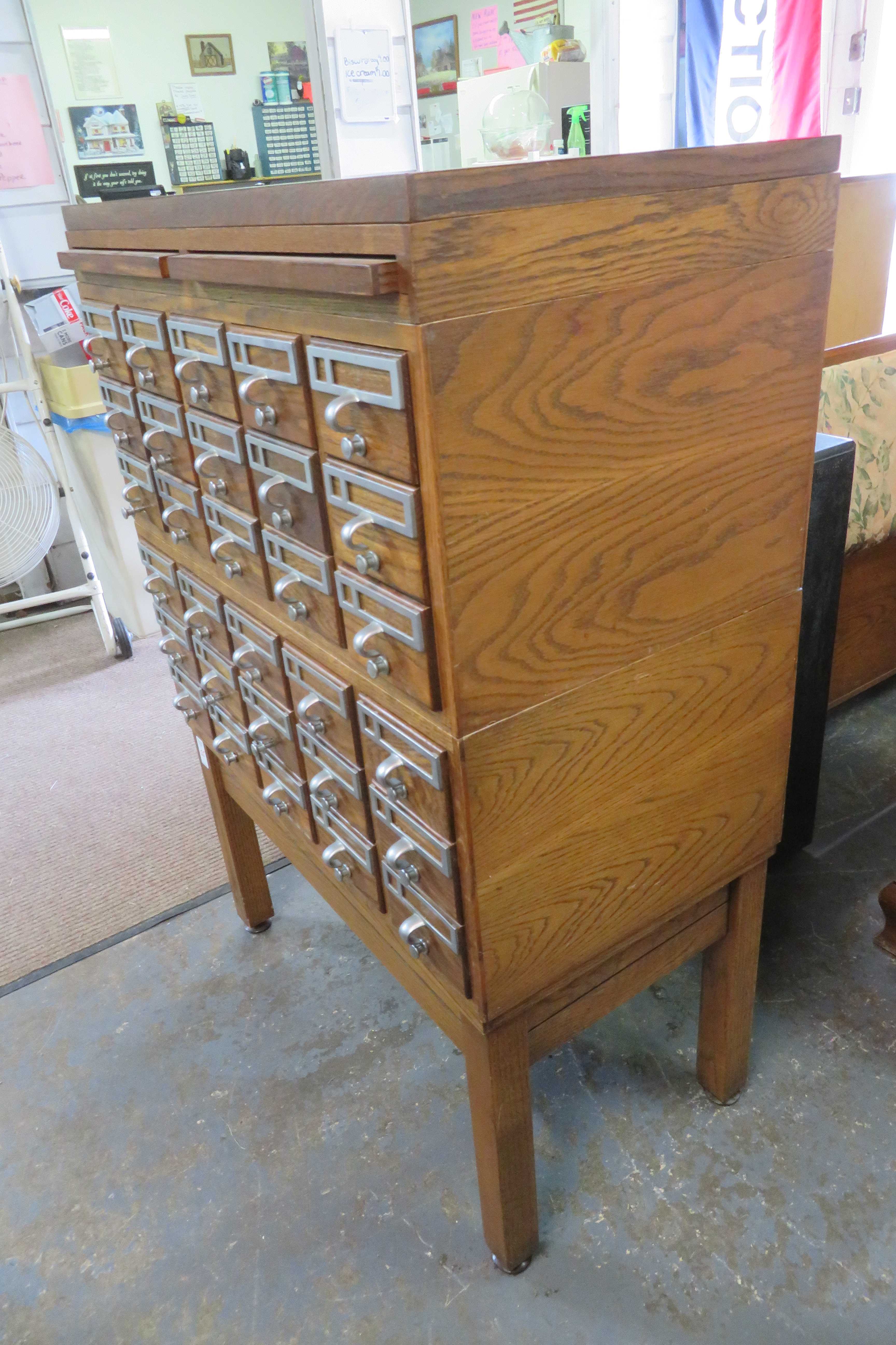 Antiques Primitives Library Card File Cabinet ,  Cast Iron, Griswold, Water Pitc