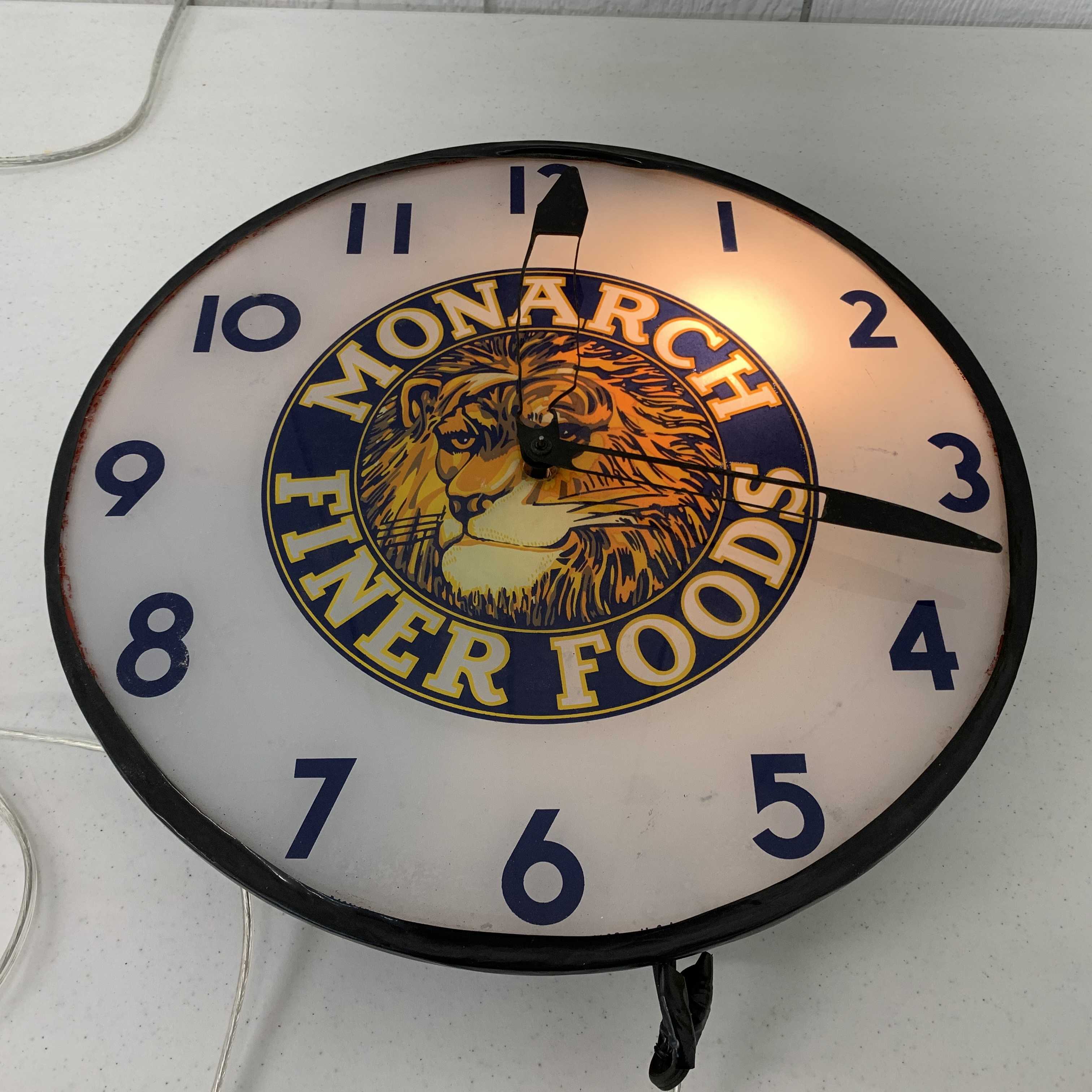 Monarch Foods Lighted Clock | Shipshewana Antique & Misc. Auction