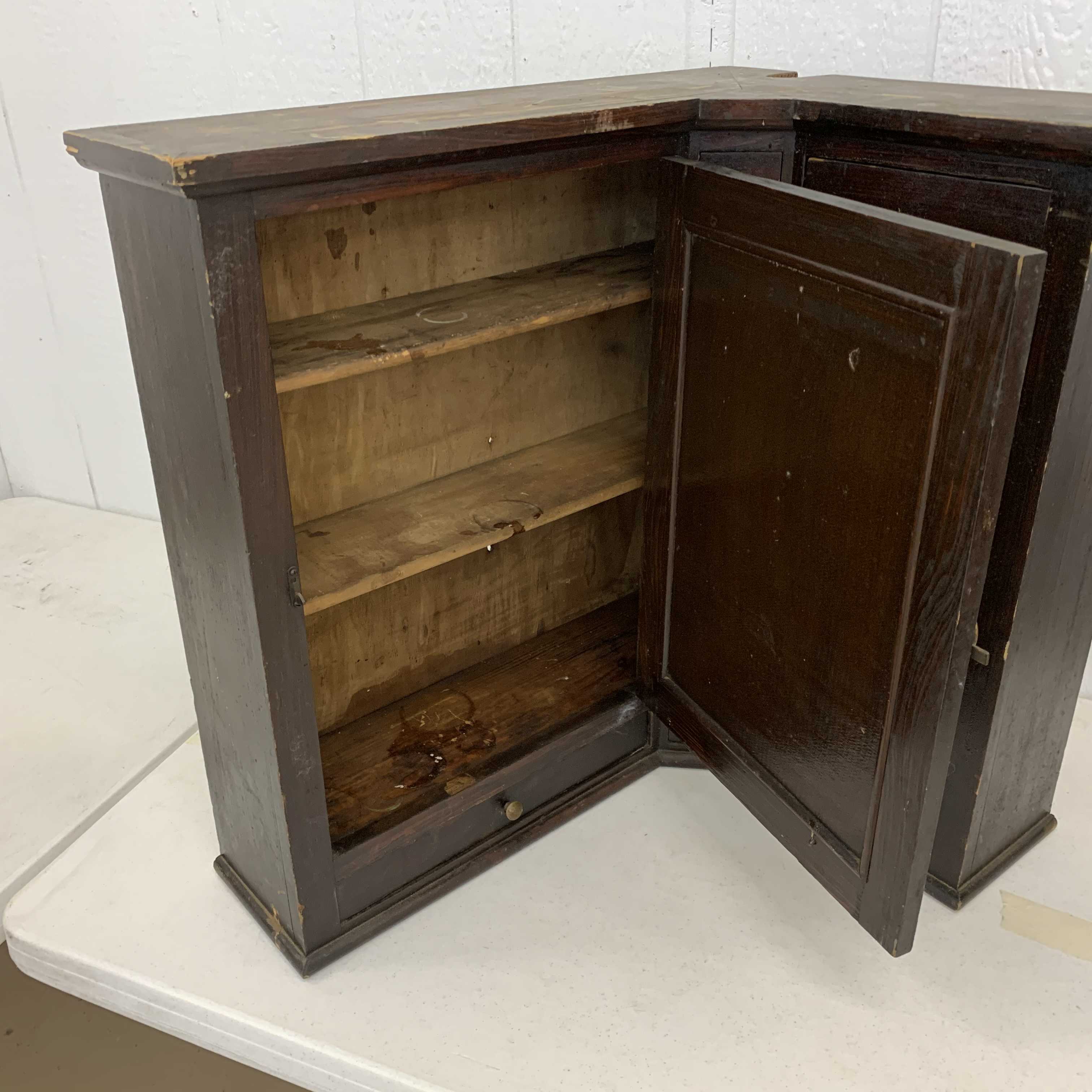 Antique corner medicine cabinet