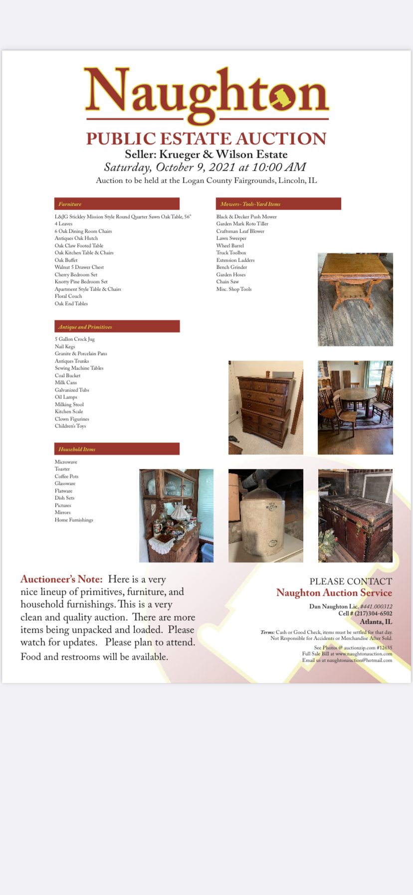 Krueger and Wilson Estate Auction