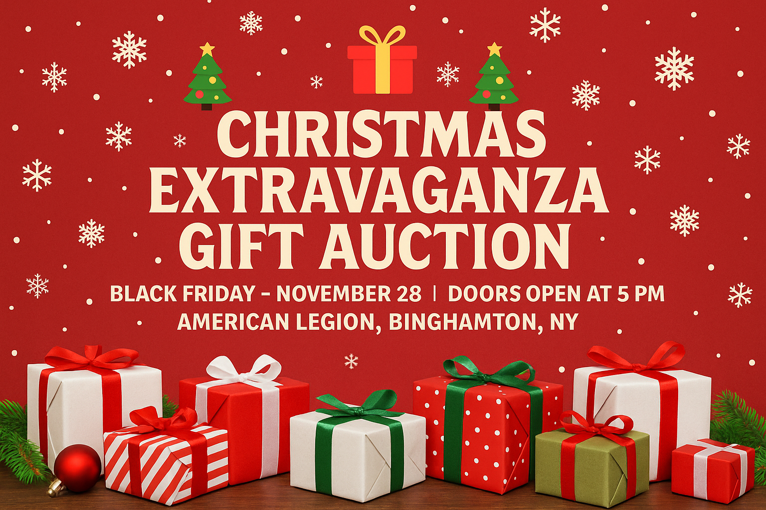Auction teaser for CHRISTMAS EXTRAVAGANZA GIFT AUCTION!  (BINGHAMTON)