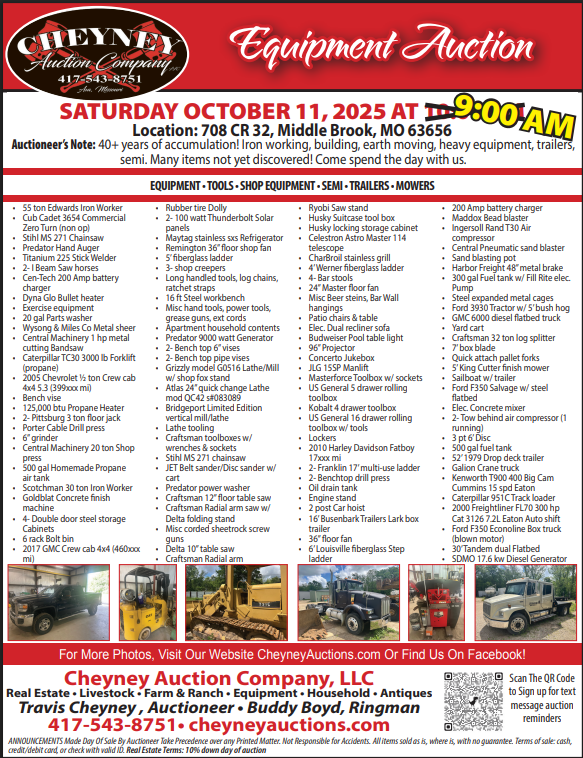 Middle Brook Equipment Auction