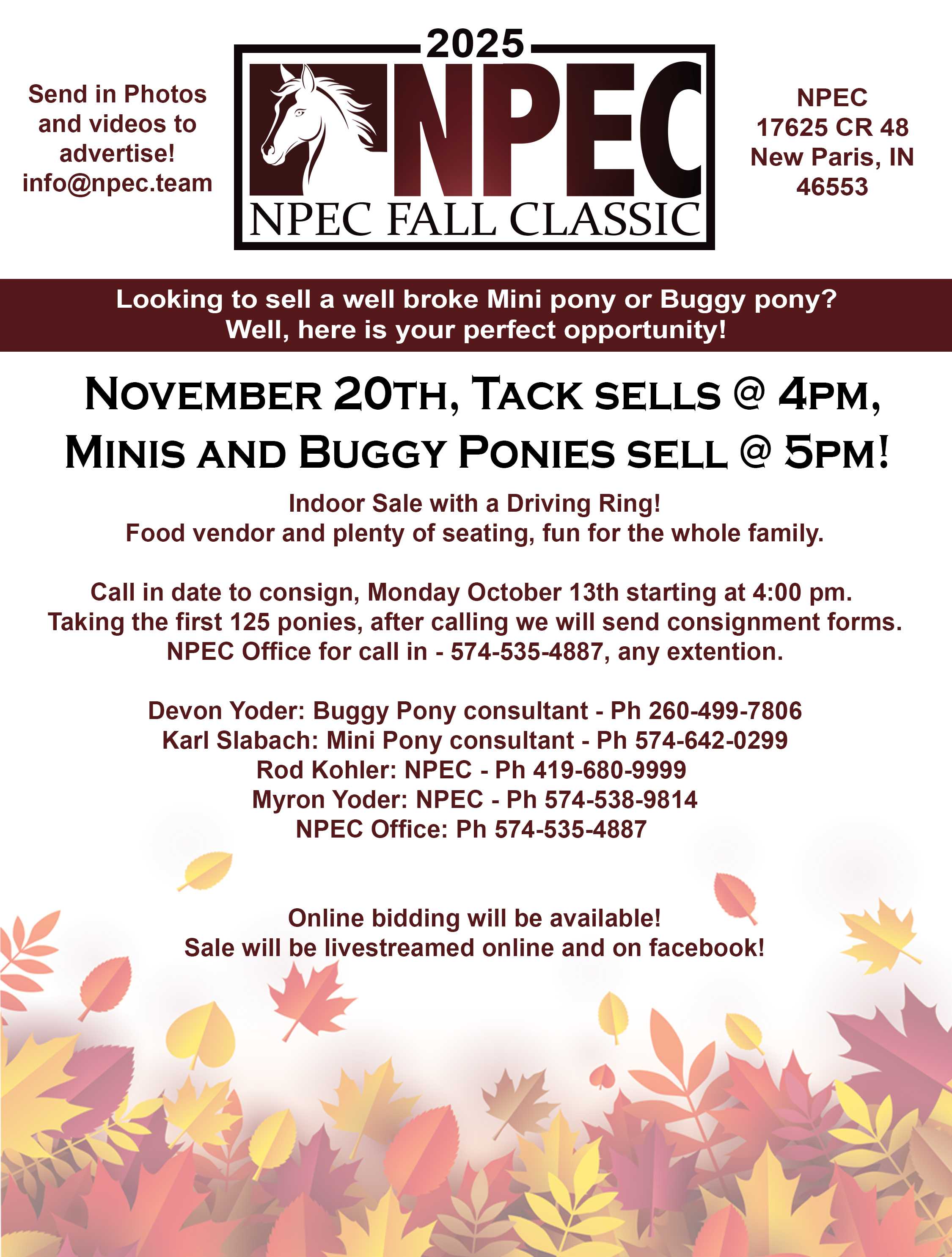 Auction teaser for NPEC FALL CLASSIC