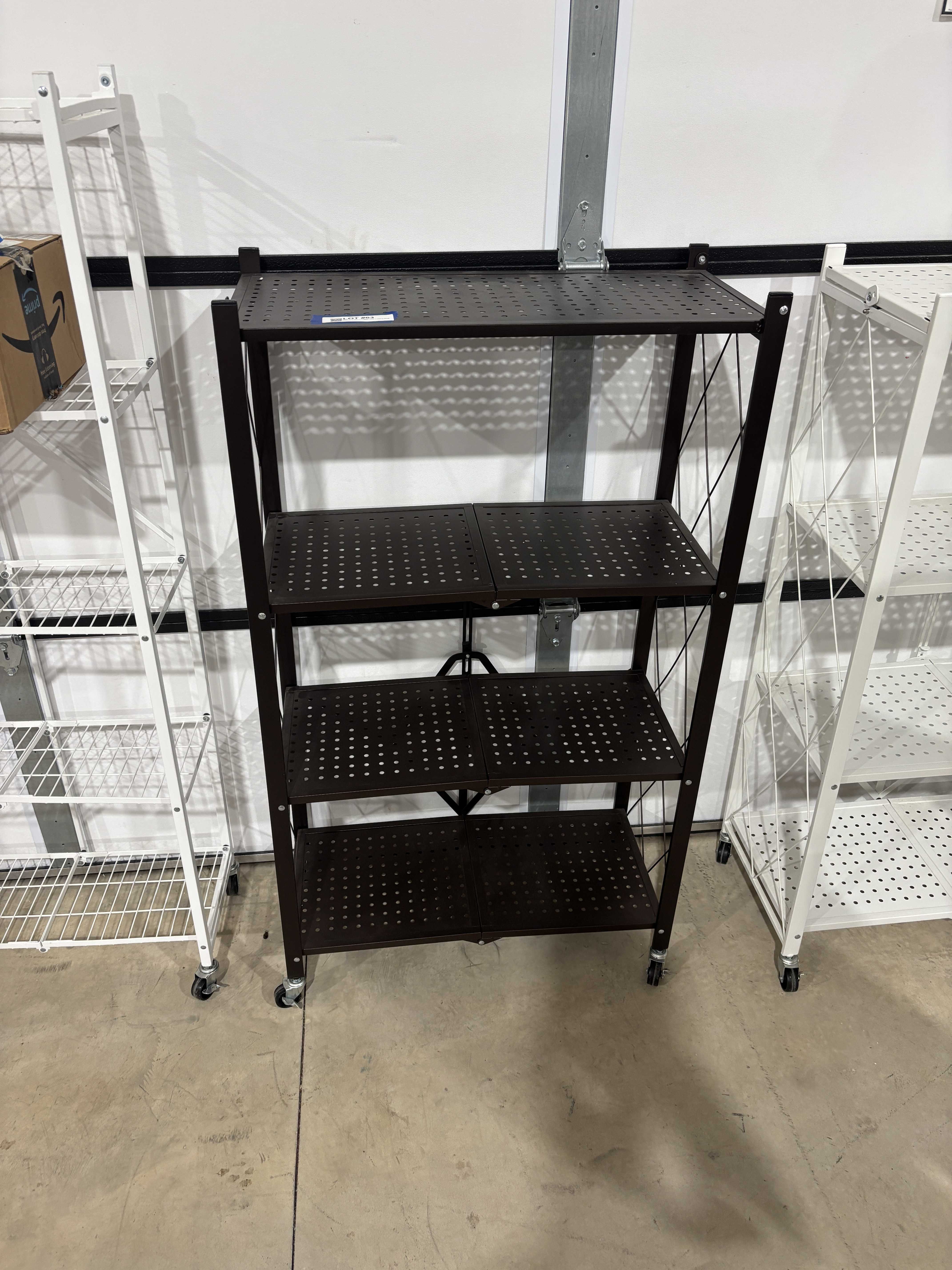Metal Brown Utility Shelving Unit on Wheels