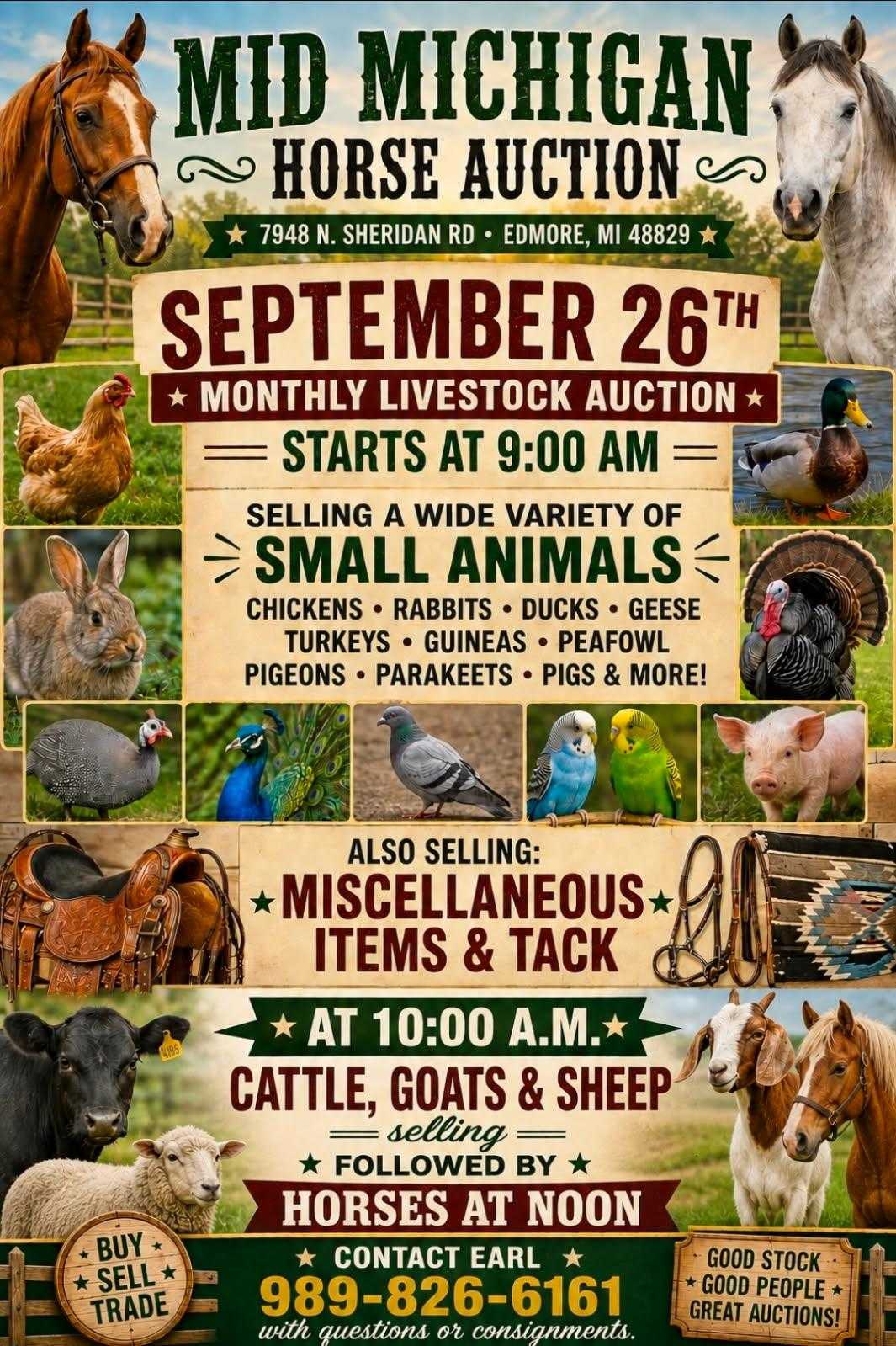 Auction teaser for Mid Michigan Sept. Monthly Auction 