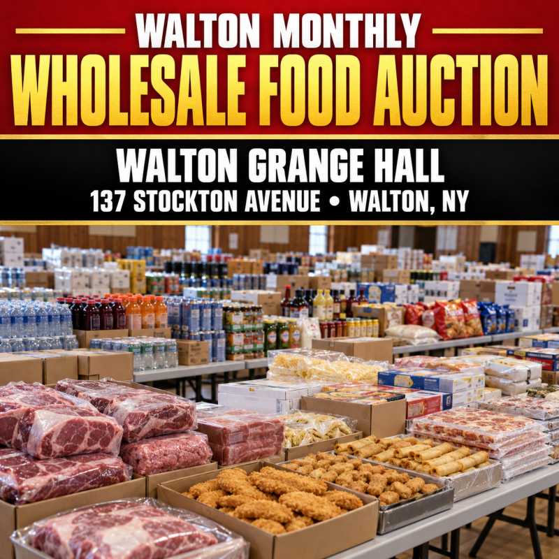 Auction teaser for Walton Monthly Wholesale Food Auction