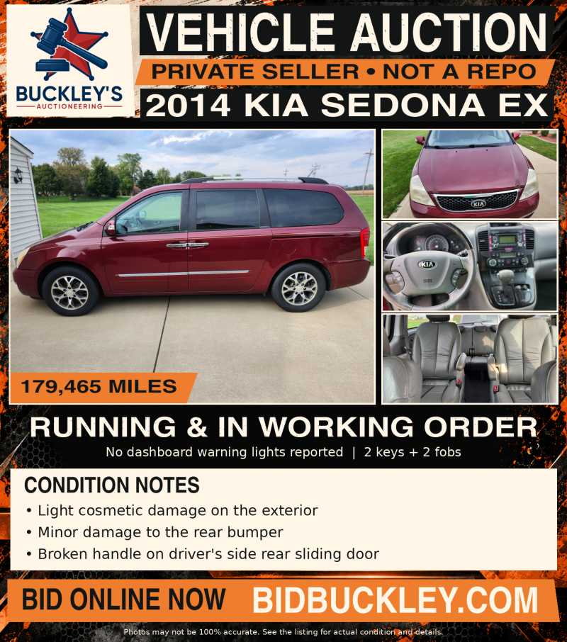 Auction teaser for 2014 Kia Sedona EX Auction