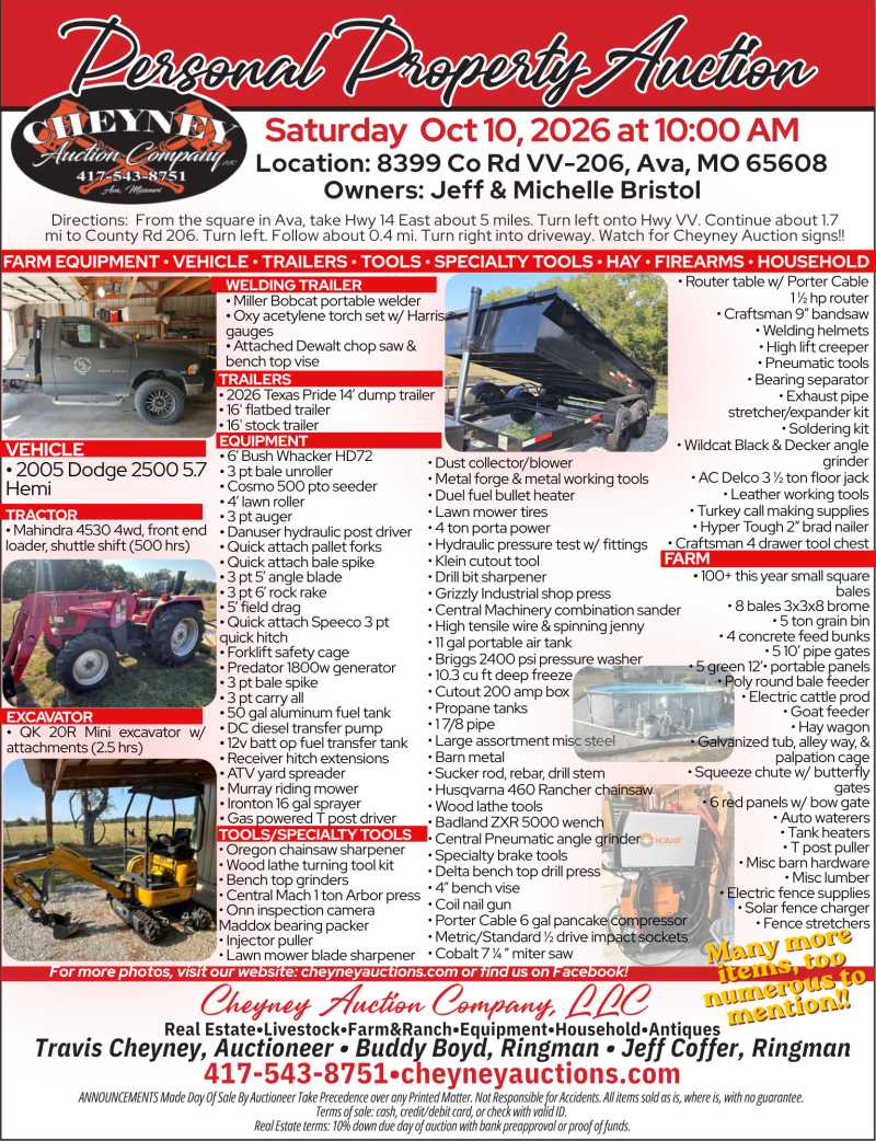 Auction teaser for Farm Retirement Auction