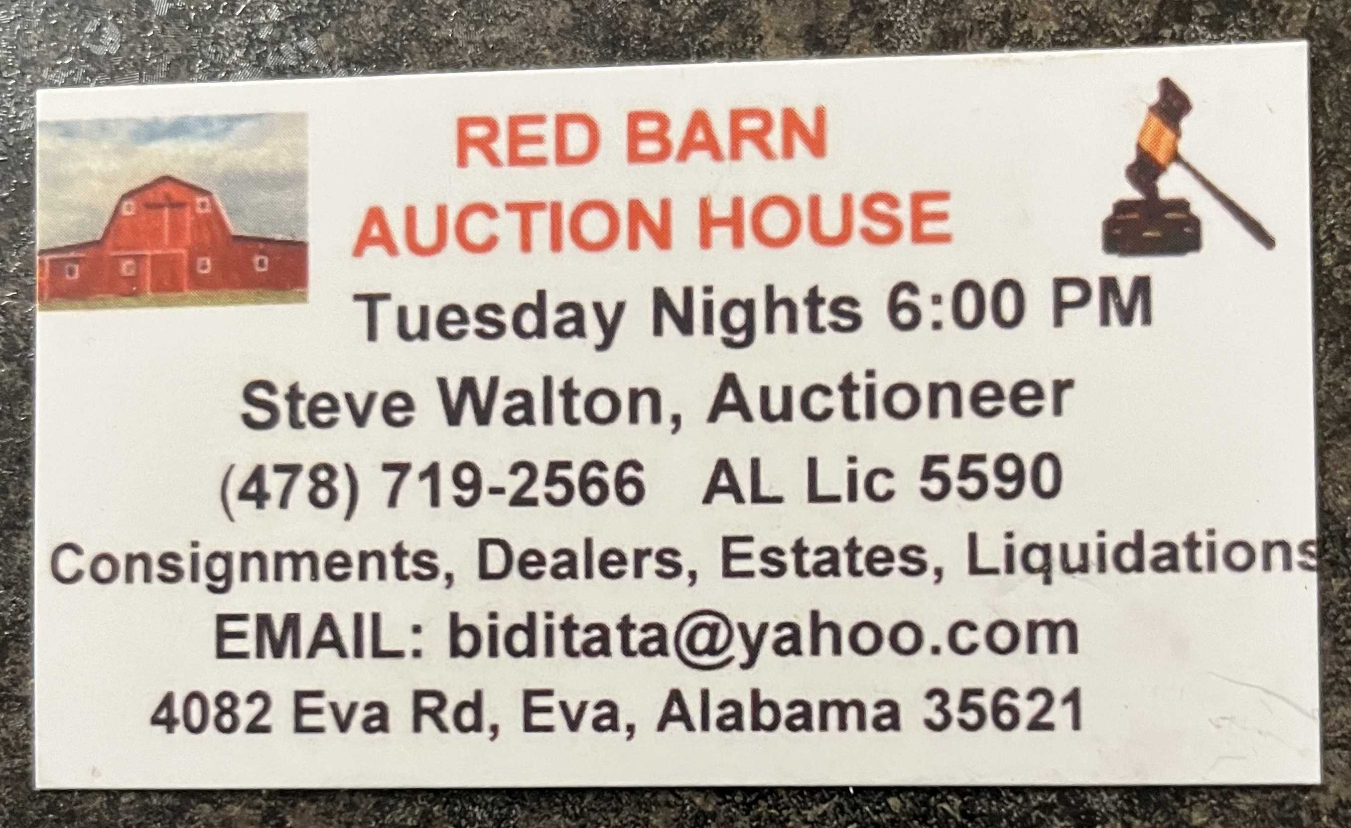 Auction teaser for Red Barn Auction House